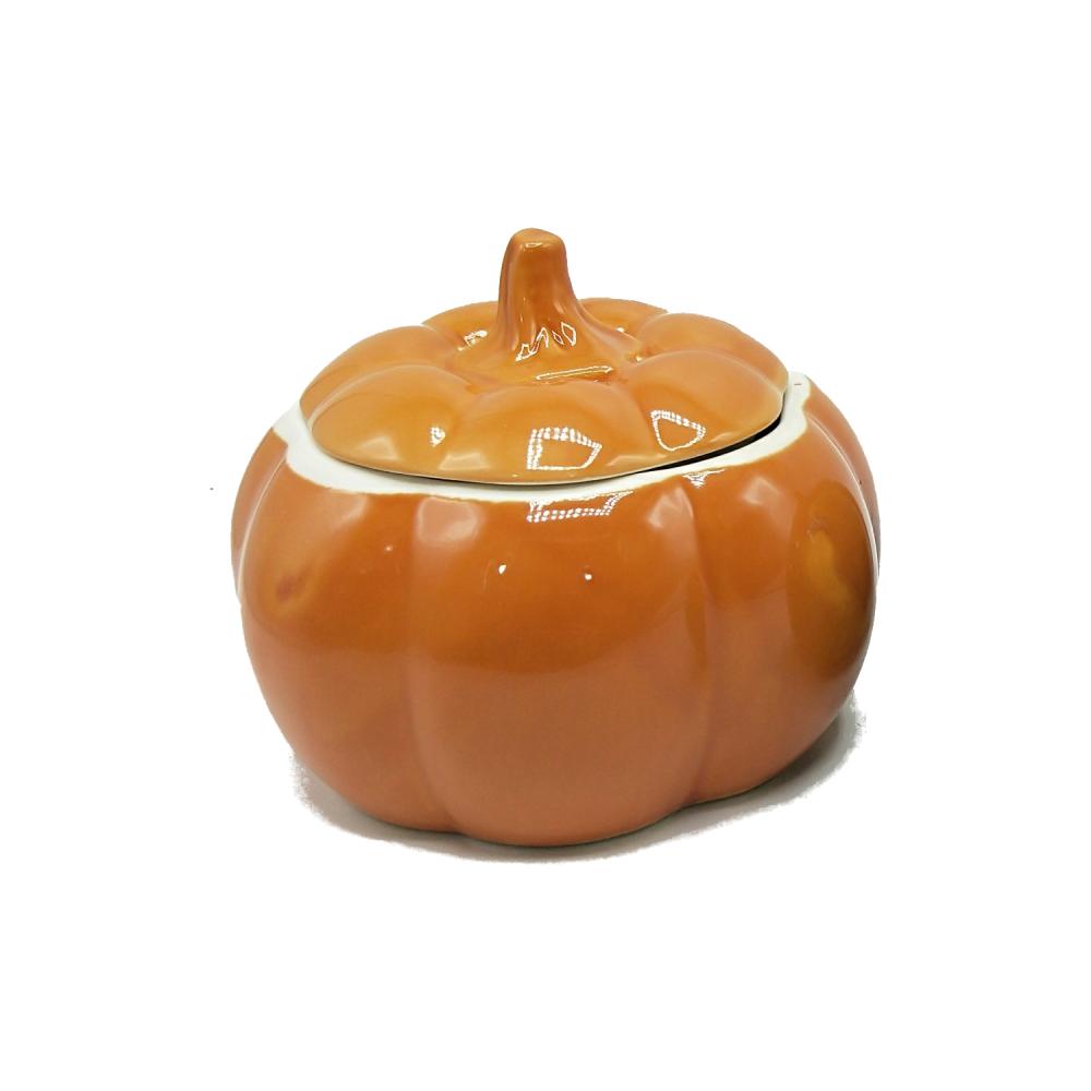 orange Halloween ceramic pumpkin shape cookie candy jar with lid