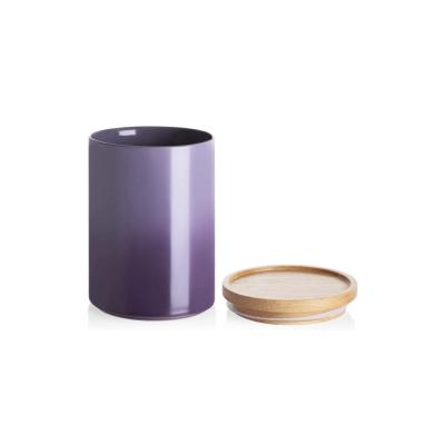 container ceramic canister with ceramic wood bamboo lid picture 1