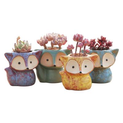 indoor small small mini ceramic animal fox shape succulent flower plant planter pot
