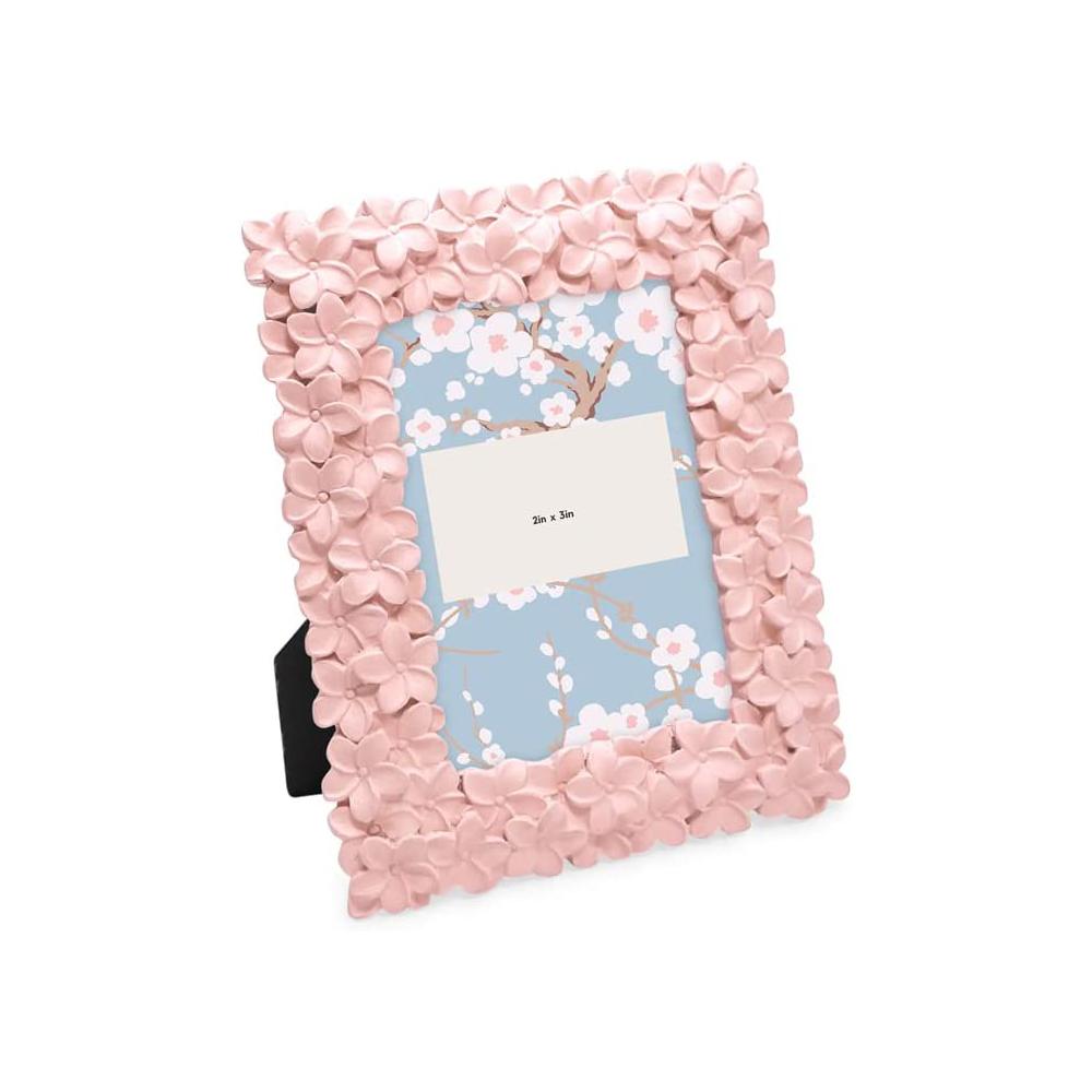 4x6 Pink Flower Textured Hand-Crafted Resin Picture Frame with Easel Hook for Tabletop Wall Display