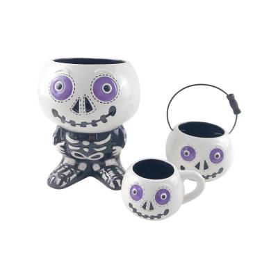 Skull shaped ice ceramic light led halloween bucket thumbnail
