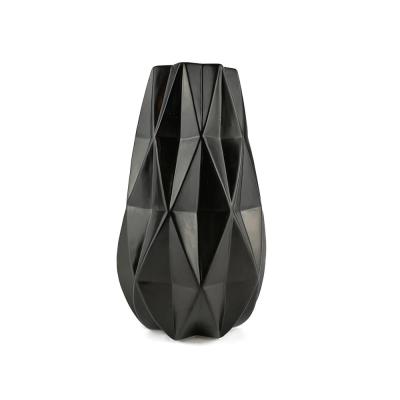 art cheap geometric modern matte black and white geometric table ceramic porcelain flower vase for home decor