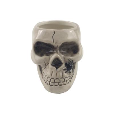 custom funny skull table ceramic pen pencil holder for desk