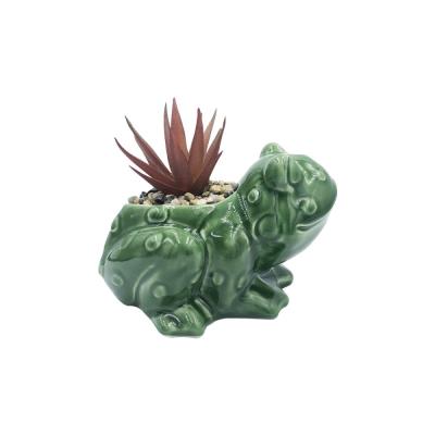 custom animal frog shaped office desktop ceramic planter for succulents