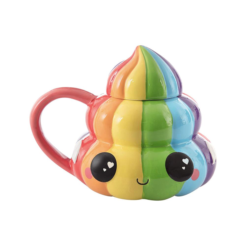 Funny Cute Poop Swirl Desig Emoji Ceramic Rainbow Coffee Mug