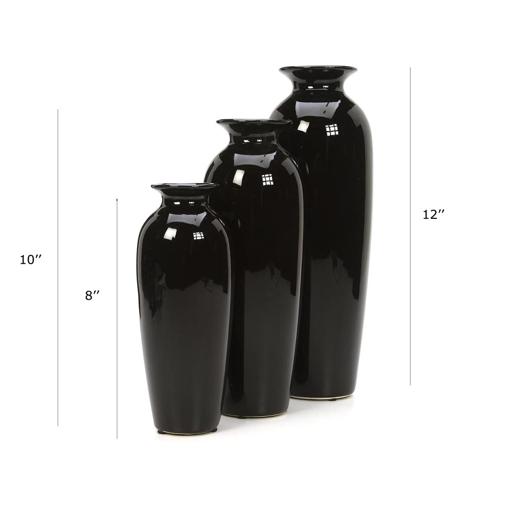 Tall Black Large Big Ceramic Floor Flower Vase For Decor Dongsheng