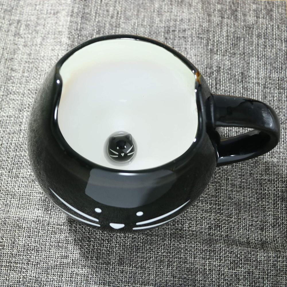 black ceramic cat dad mom coffee cup mug