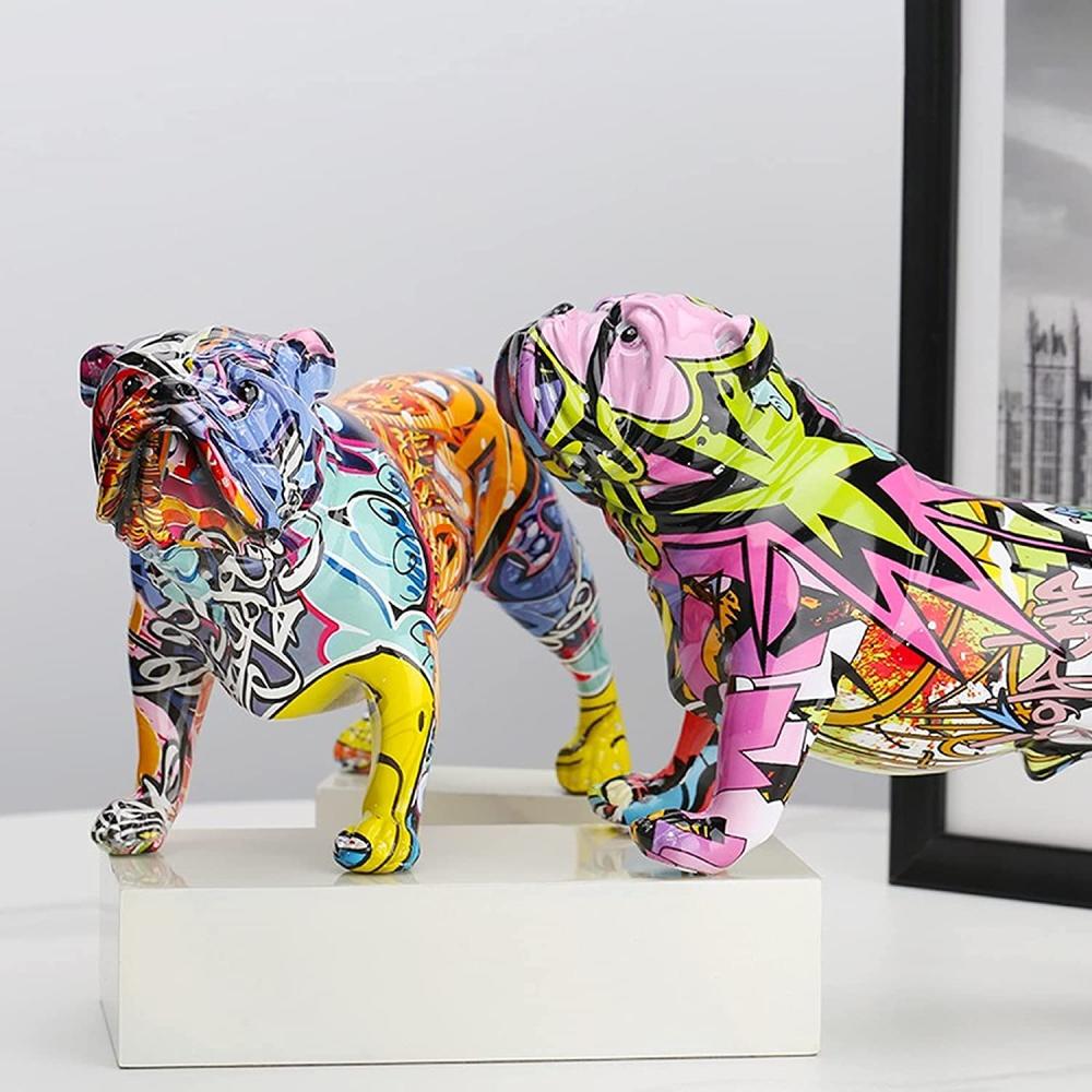 custom design animals Creative Colorful modern resin sculpture french dog bulldog statue figurine for home decor