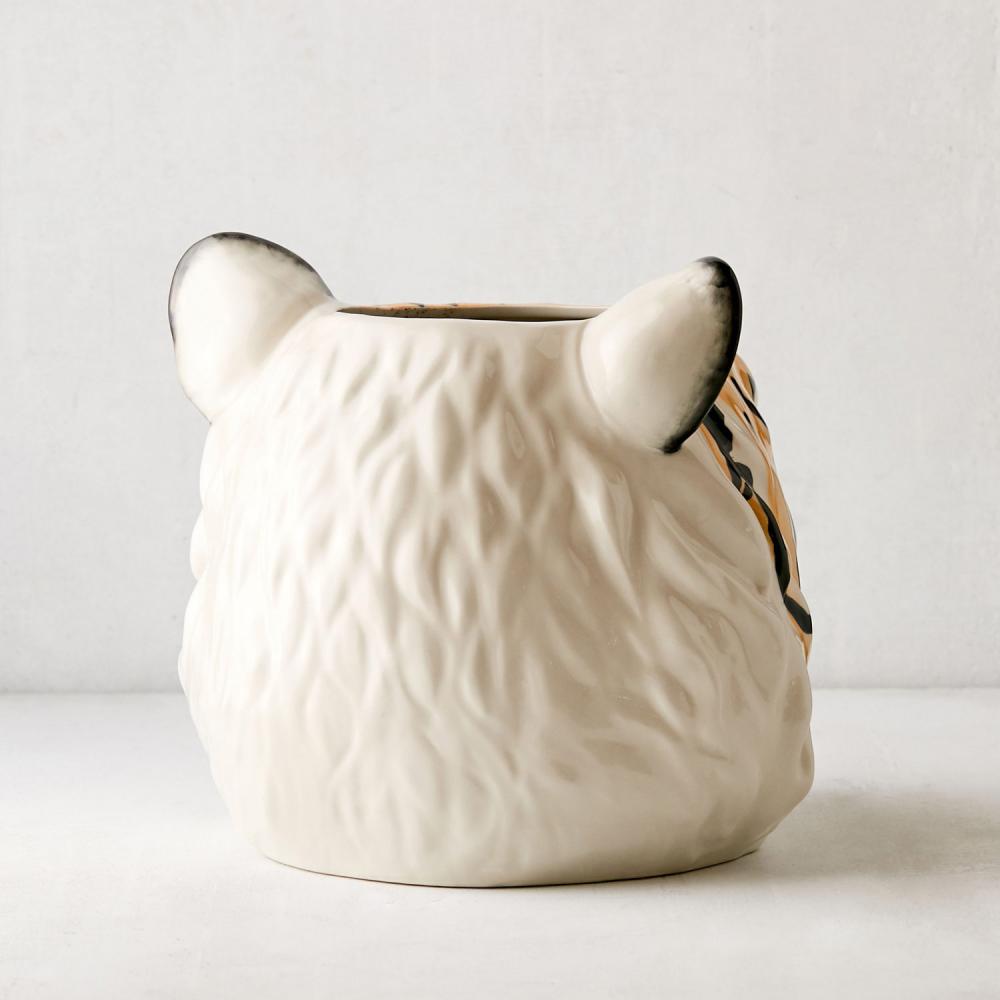 new Factory Custom tiger head animal shaped flower pots ceramic planter