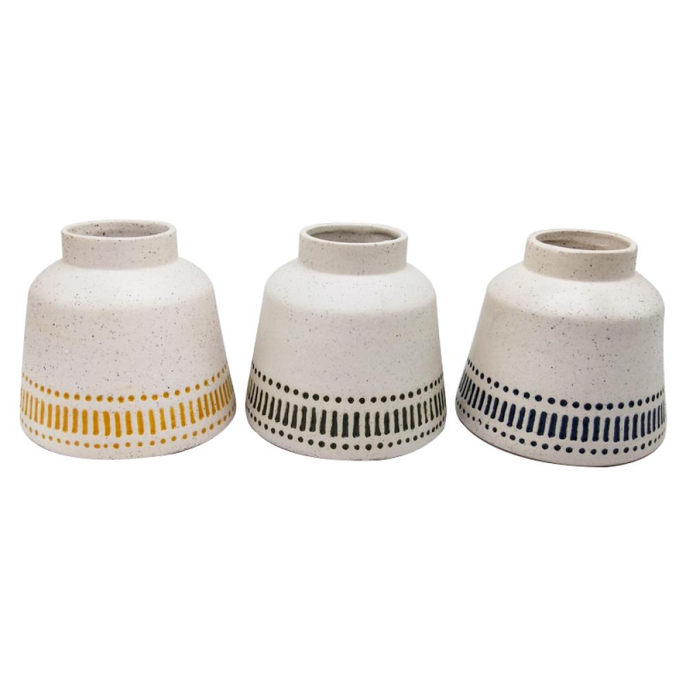 New speckled dot rustic farmhouse mini small ceramic pottery clay flower vases for home decor