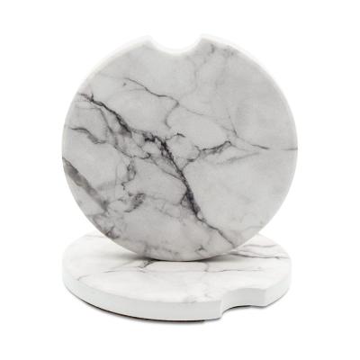 custom marble absorbent ceramic car cup holder coasters picture 1