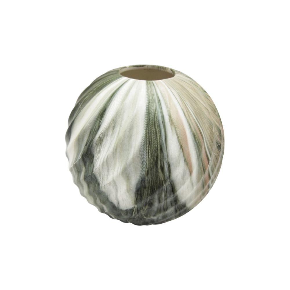new product innovative bubble ball shape effect ceramic colored green marble artificial flower vase