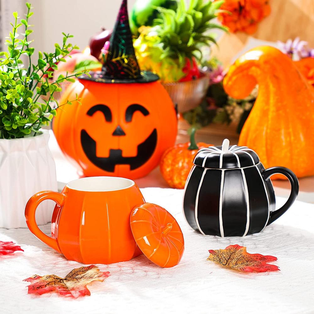 Pumpkin Shaped Mug Thanksgiving Fall Coffee Mug with Lid