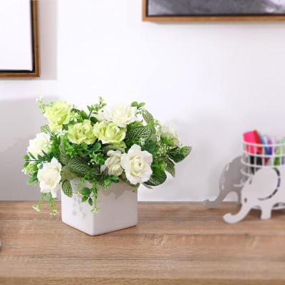 Rose Floral Arrangement in Square White Ceramic Vase picture 2