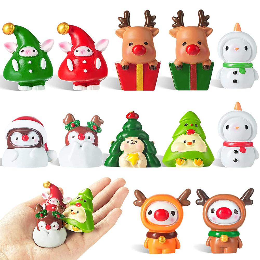 Custom Miniature mini Tiny Small Resin santa claus snowman fairies deer Xmas christmas crafts figurine for home decor ornament