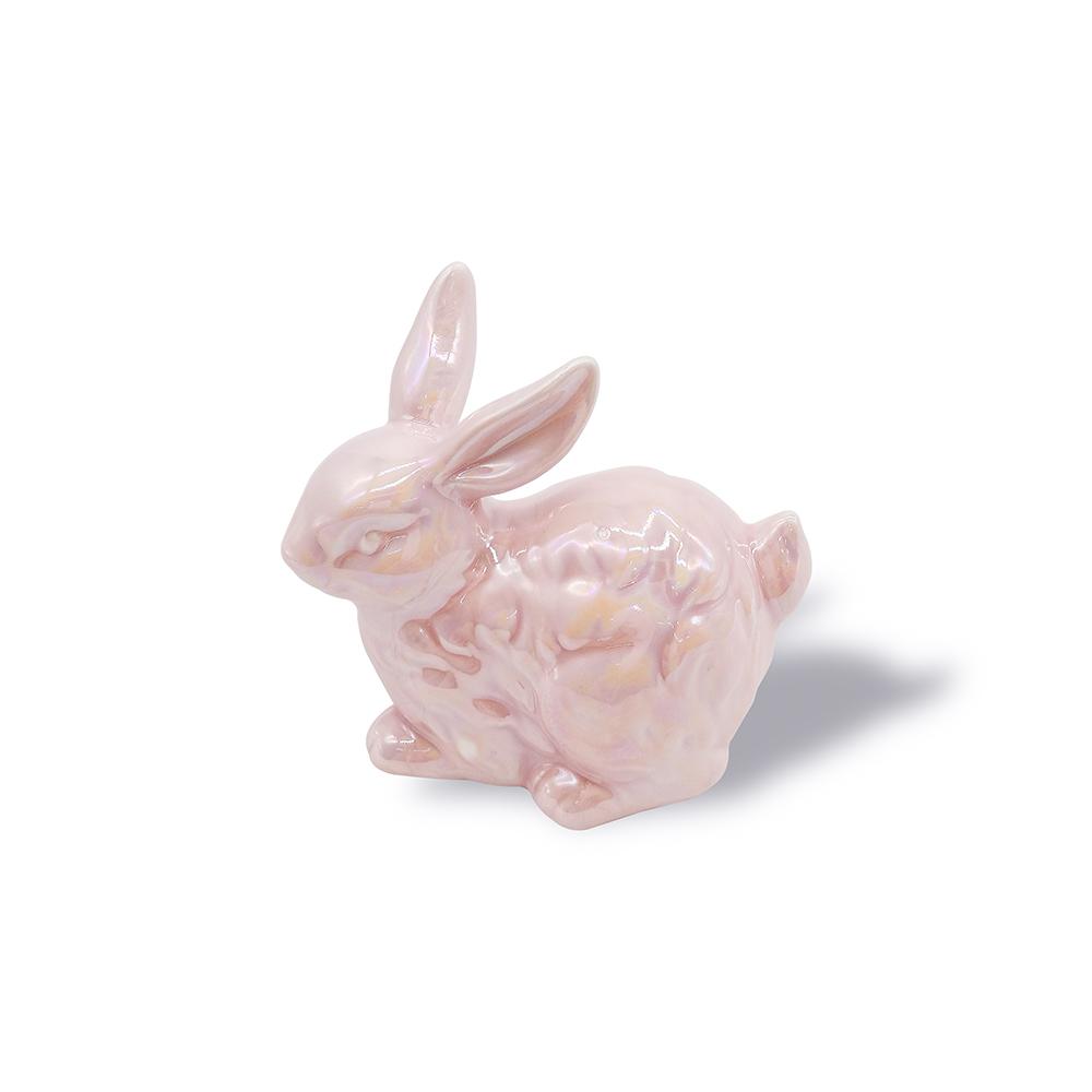 pink happy personalize easter bunny mascot crafts ceramic gift rabbit figurine home decoration