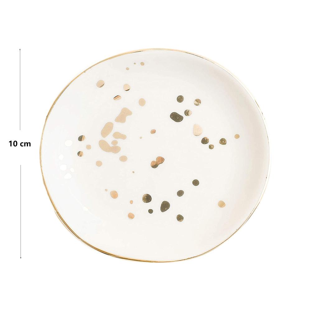 custom logo trinket white gold rim ceramic jewelry holder tray plate ring dish