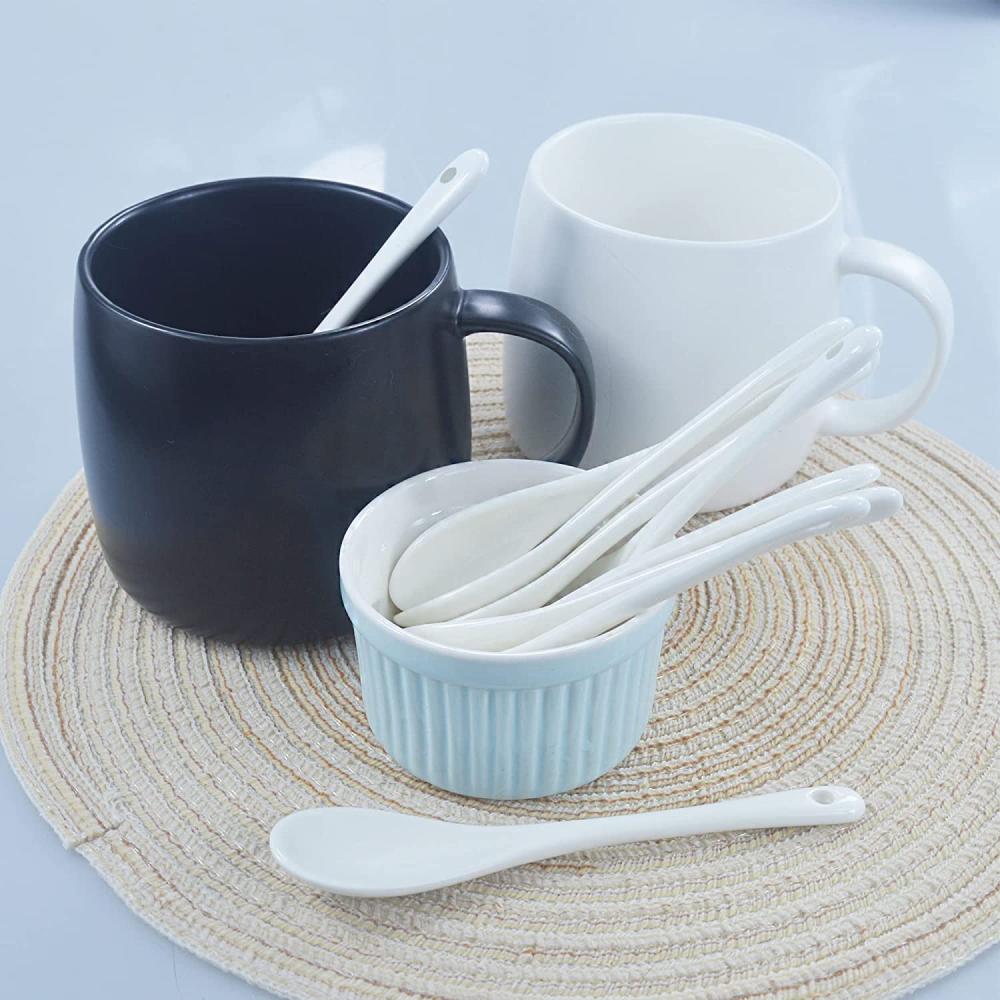 white small ceramic tea spoon set for tea
