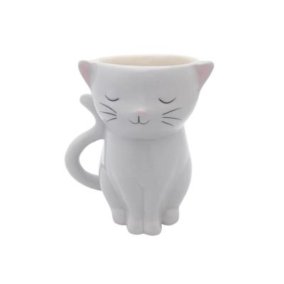 Custom cute cartoon animal ceramic cat shaped flower vase