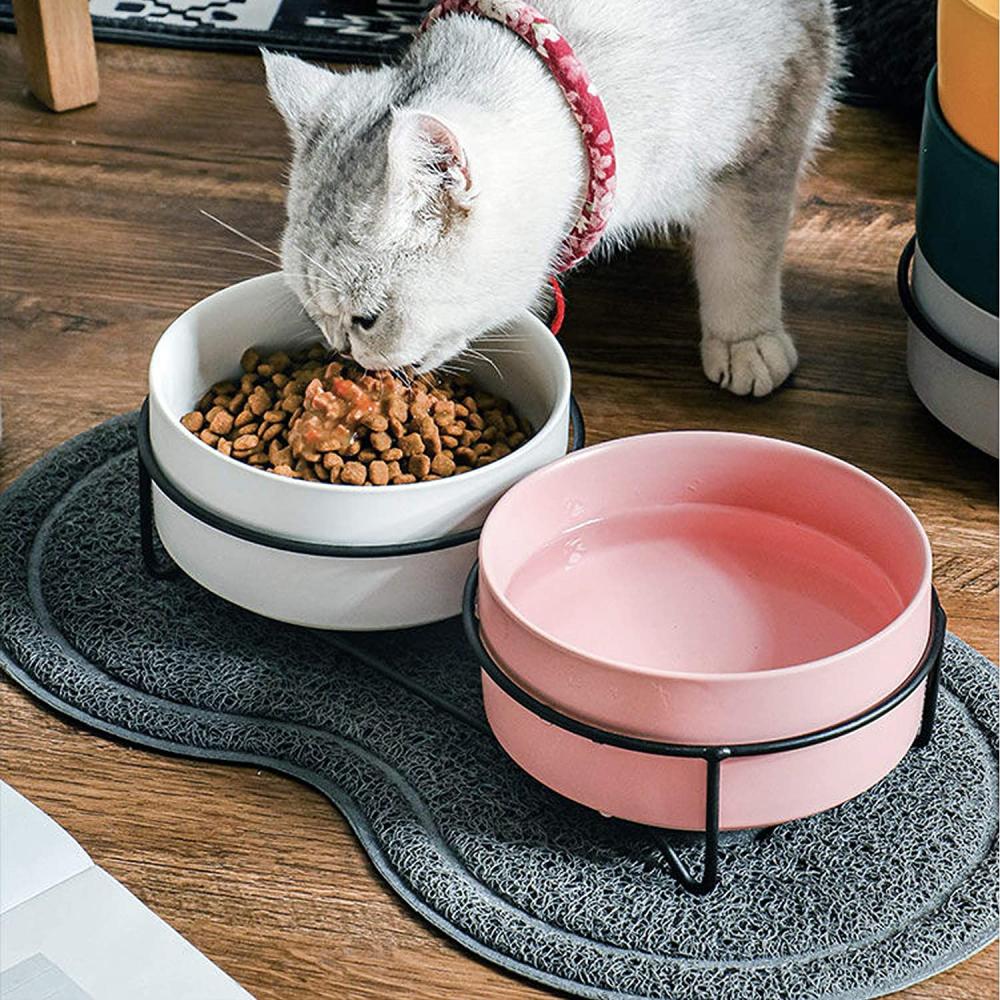 modern custom ceramic elevated raised pet supplies dog cat dish water food feeding Dish bowl with stand holder