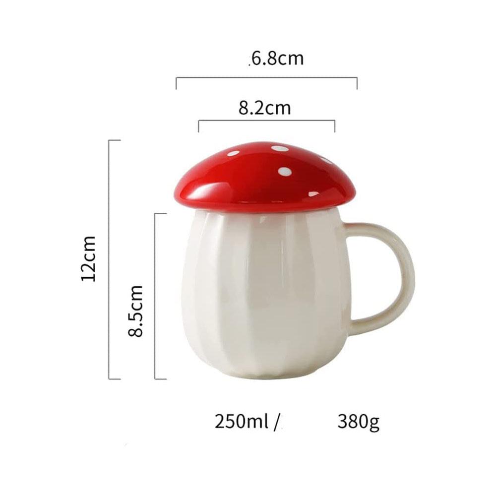 cute funny ceramic mushroom lidded coffee mug with lid