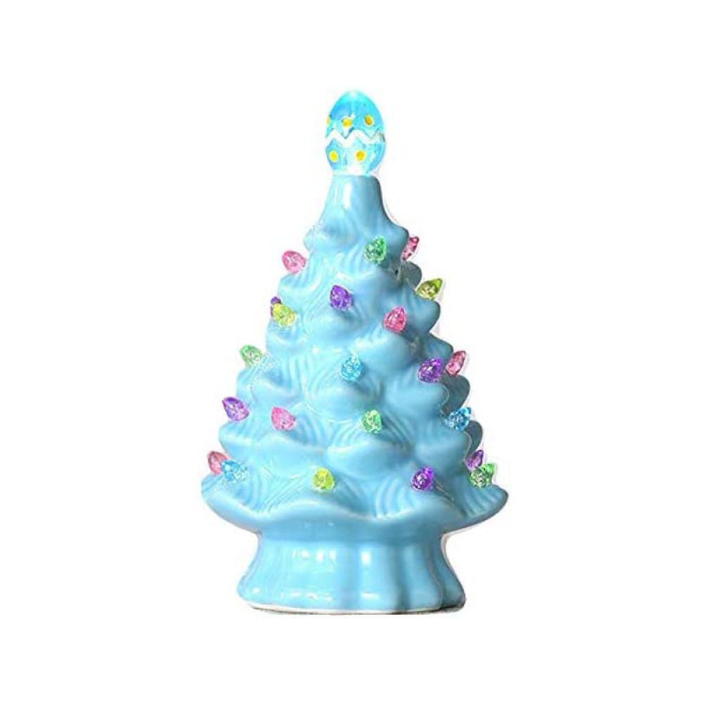 pink blue bunny ceramic easter tree with light up