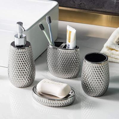 Holder Liquid Soap Dispenser silver bathroom accessories set picture 3
