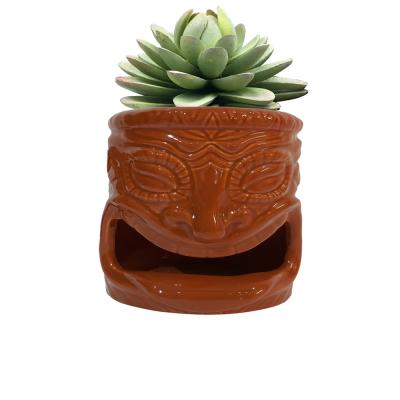 custom shape quirky unusual funny ceramic tiki succulent flower planter plant pot 