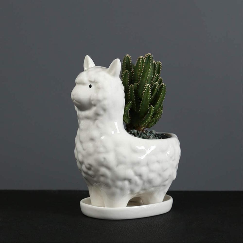 cute animal llama Alpaca ceramic planter plant pot