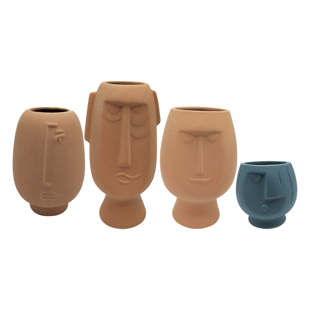 Expression Head Face Shape Ceramic Porcelain Flower Vases For Home Decor