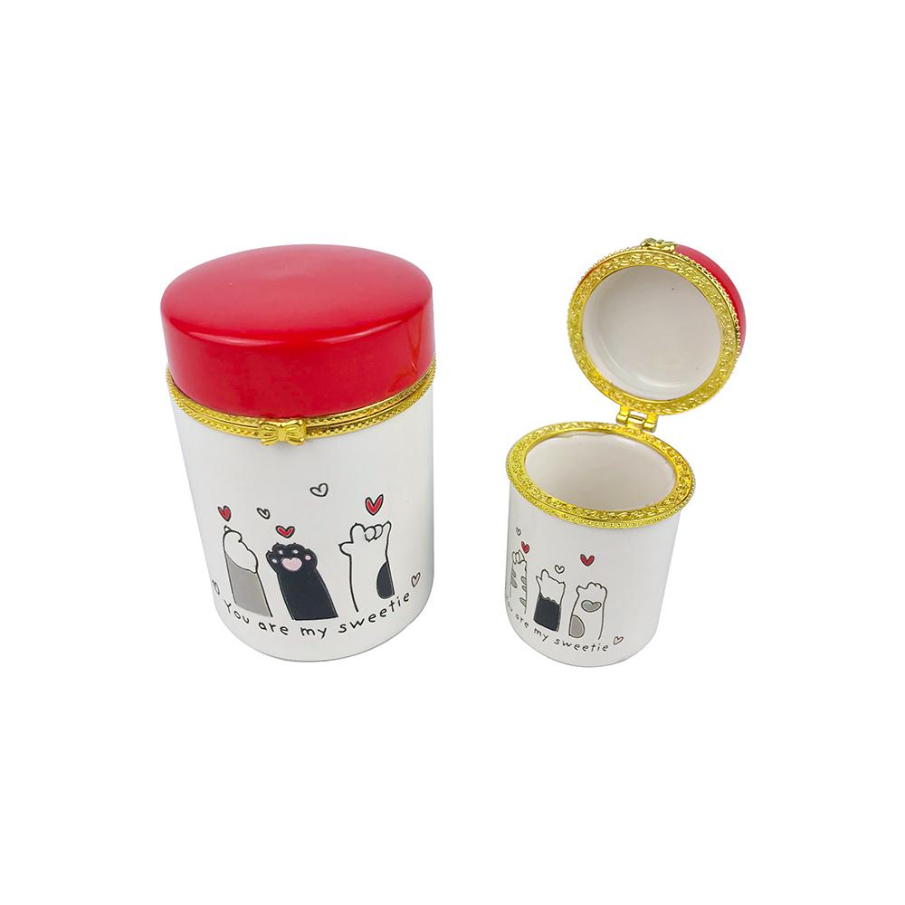 red kitchen custom beauty luxury creative ceramic candy sealed sweets storage jar set with lid