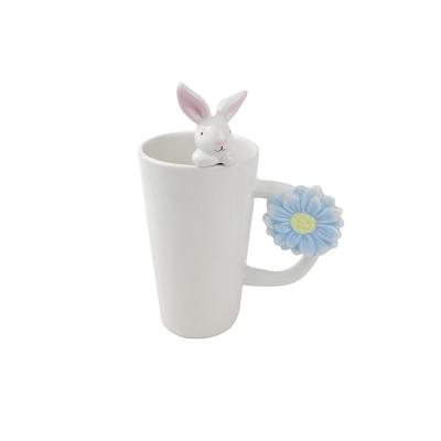 easter bunny customized white 3d animal rabbit rabbit shaped ceramic coffee mug