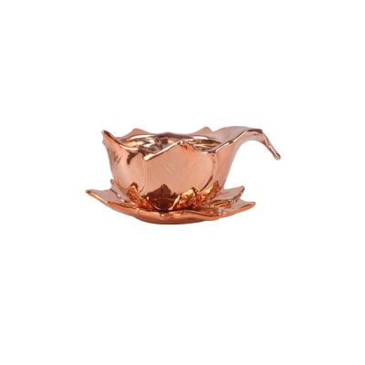 rose gold custom print ceramic tea coffee cup and saucer set with saucer