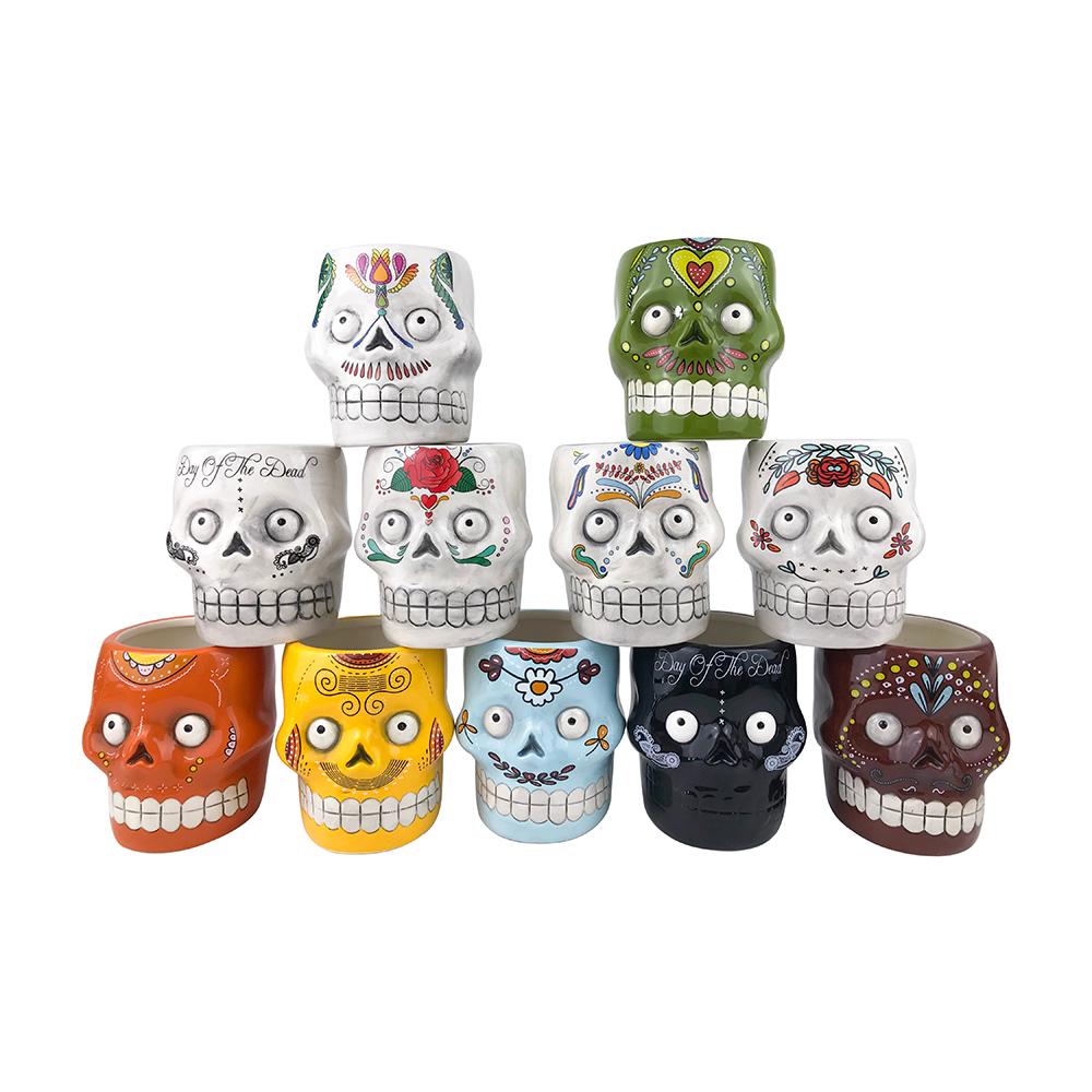 Colorful halloween gift party ceramic skull home decoration supplies