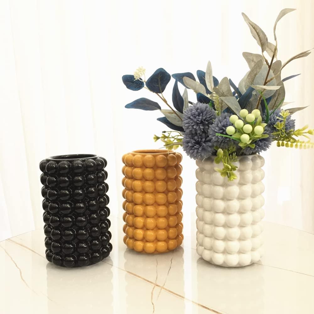 custom Boho Modern Pampas Grass ceramic yellow wedding vases for home decor