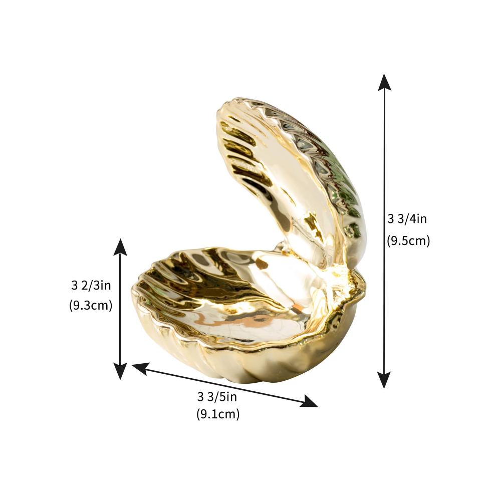 gold ceramic sea shell shaped ring jewelry box picture 3
