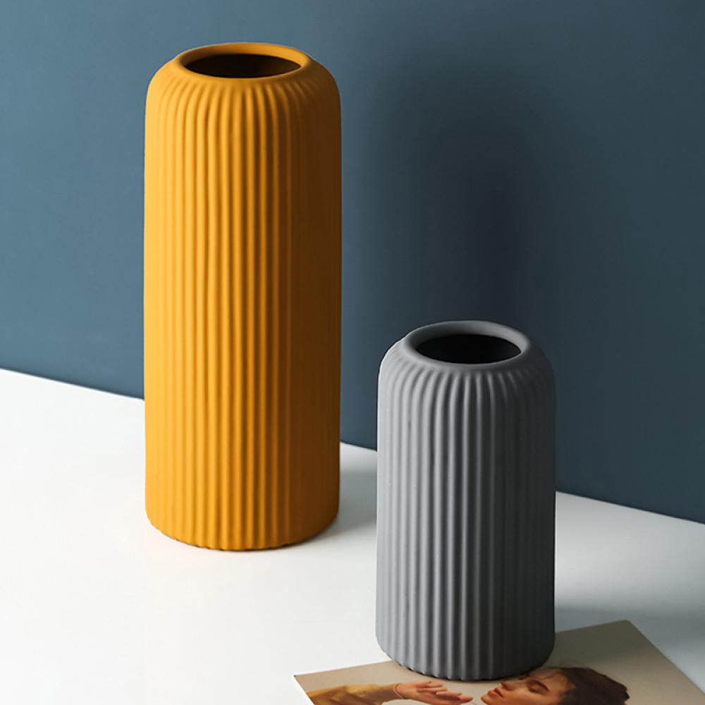 Ribbed Modern Nordic Style Matte Flower Ceramic Vase picture 3
