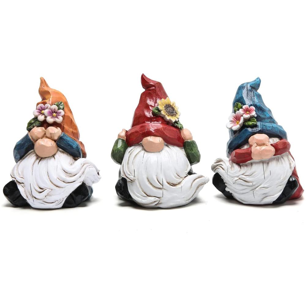 Three Wise Gnomes Statues Table Decorations Handmade Gnomes Dwarf Resin Scandinavian Home Decor