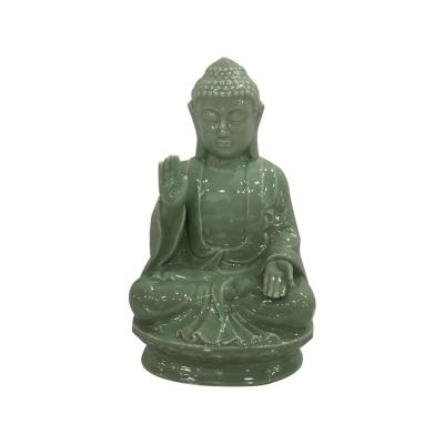 custom design small green jade ceramic buddha head statue for sale