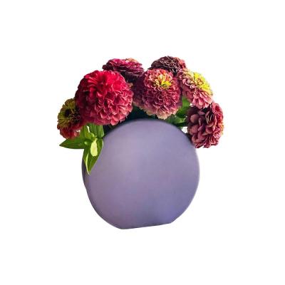  round Lavender ceramic flower purple vase thumbnail