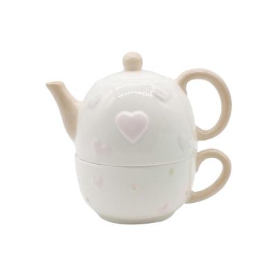 custom white pink ceramic coffee and tea pot cup sets with teapot for one set