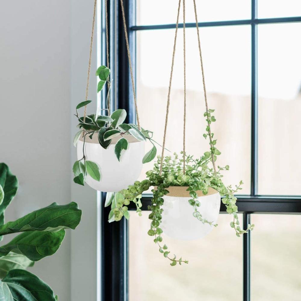 garden vertical wall hanging inverted indoor wicker balcony ceramic flower planter plant pot