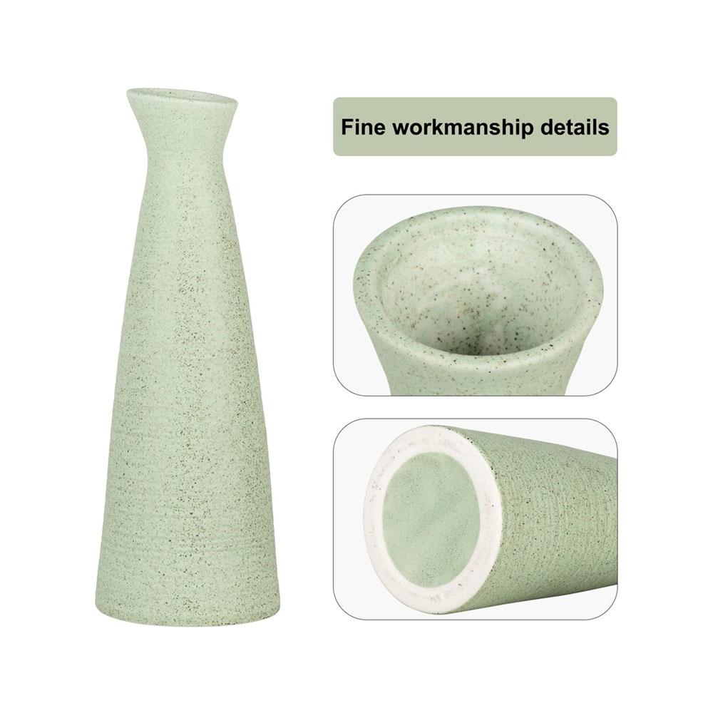 large vintage speckled tall olive dark sage lime green ceramic flower vase for sale