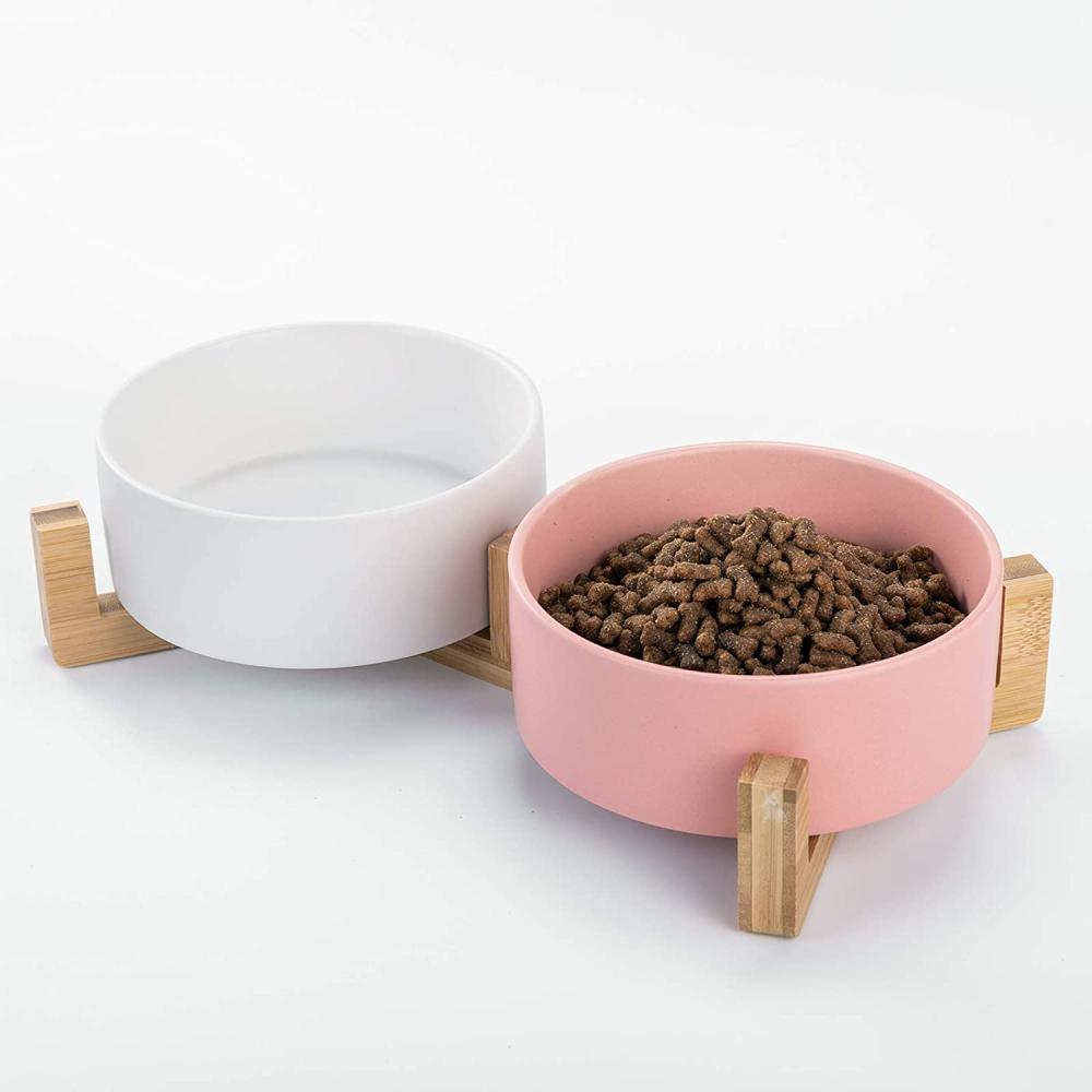 modern custom ceramic elevated raised pet supplies dog cat dish water food feeding Dish bowl with stand holder