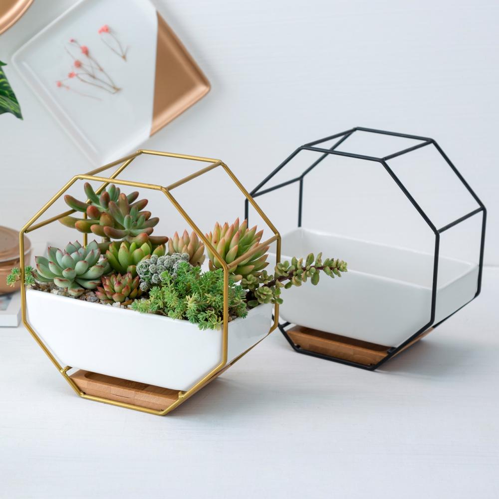 modern home decor geometric living ceramic wall hanging vertical planter flower plant pot for wall
