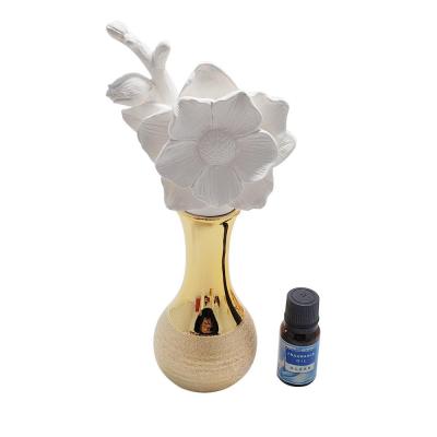 oem sola hand made flower ceramic essential oil aroma flower air freshener diffuser