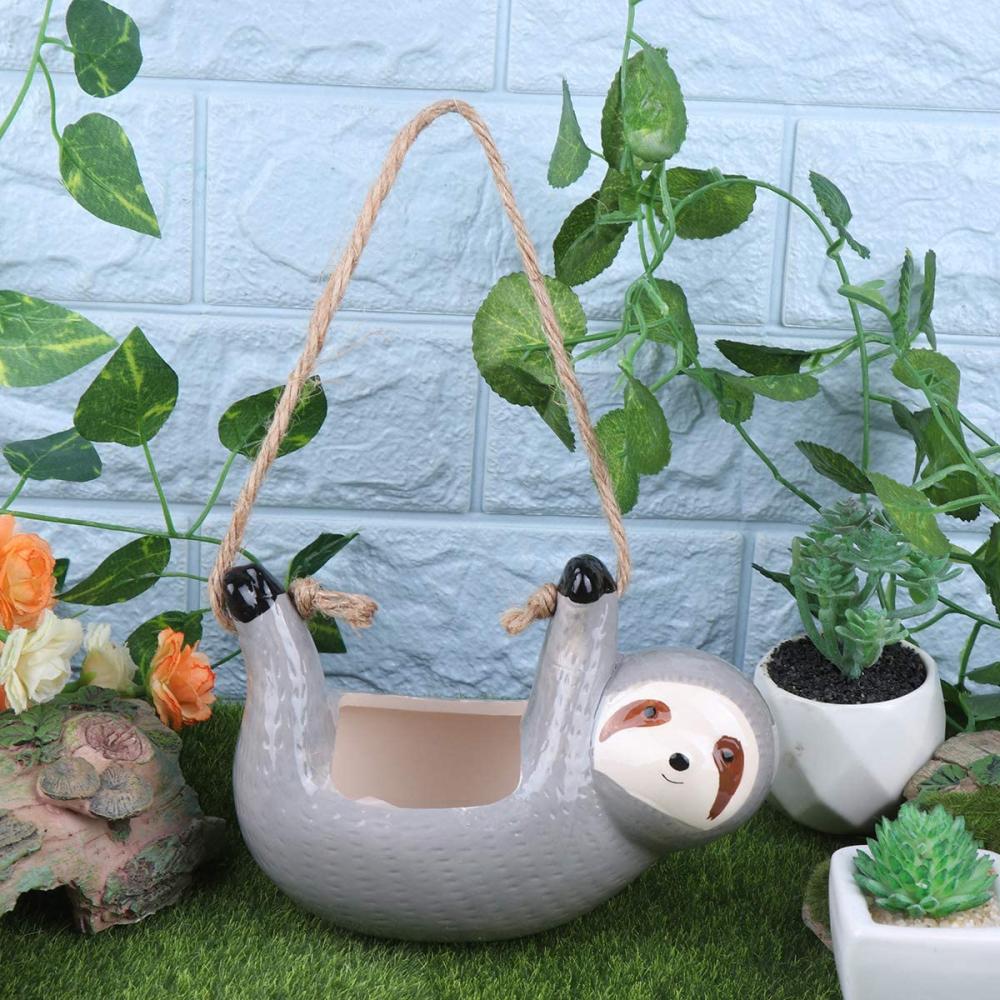 new Factory custom koala animal shaped wall hanging indoor ceramic flower plant pot sloth planter