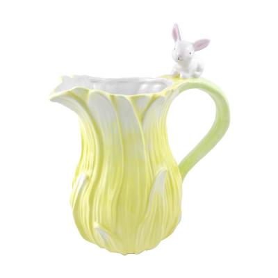 New Factory custom logo Easter Rabbit decorative ceramic water pitcher jug pot
