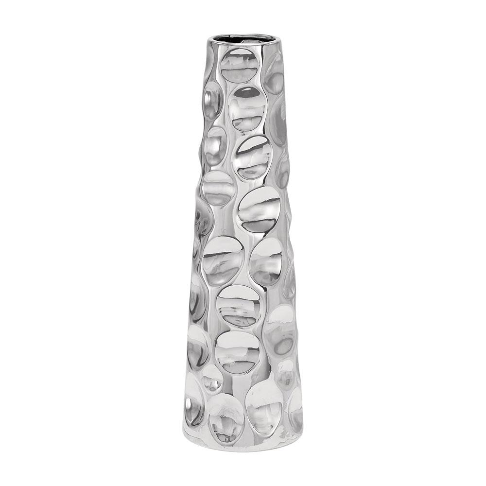 single stem tall silver ceramic bubble Texture flower vase