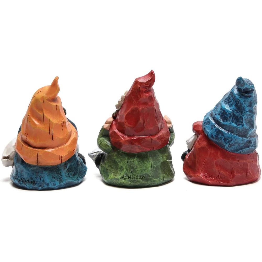 Three Wise Gnomes Statues Table Decorations Handmade Gnomes Dwarf Resin Scandinavian Home Decor